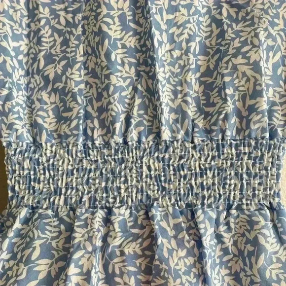 🆕Trendy Summer Blue Leaf Botton Trail A-Line Dress S🆕 - Picture 8 of 11